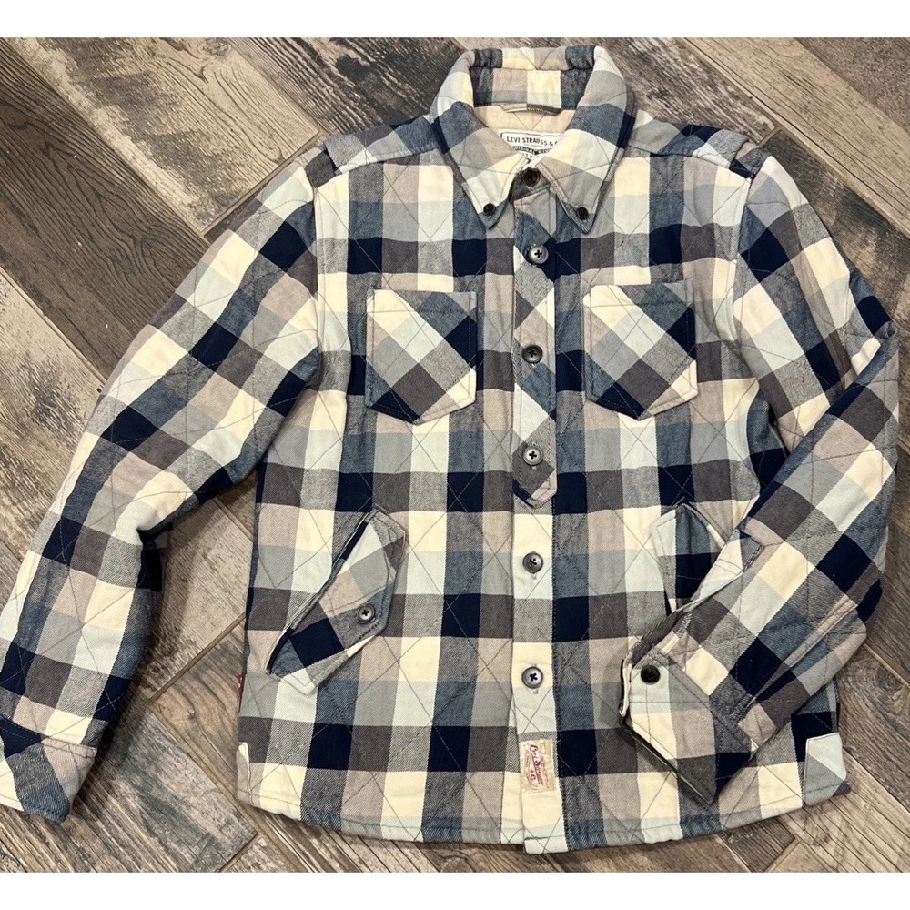 Levi's Men's Quilted Lined Shirt Jacket Shacket Blue Plaid 71016-0001 Fits XS/S